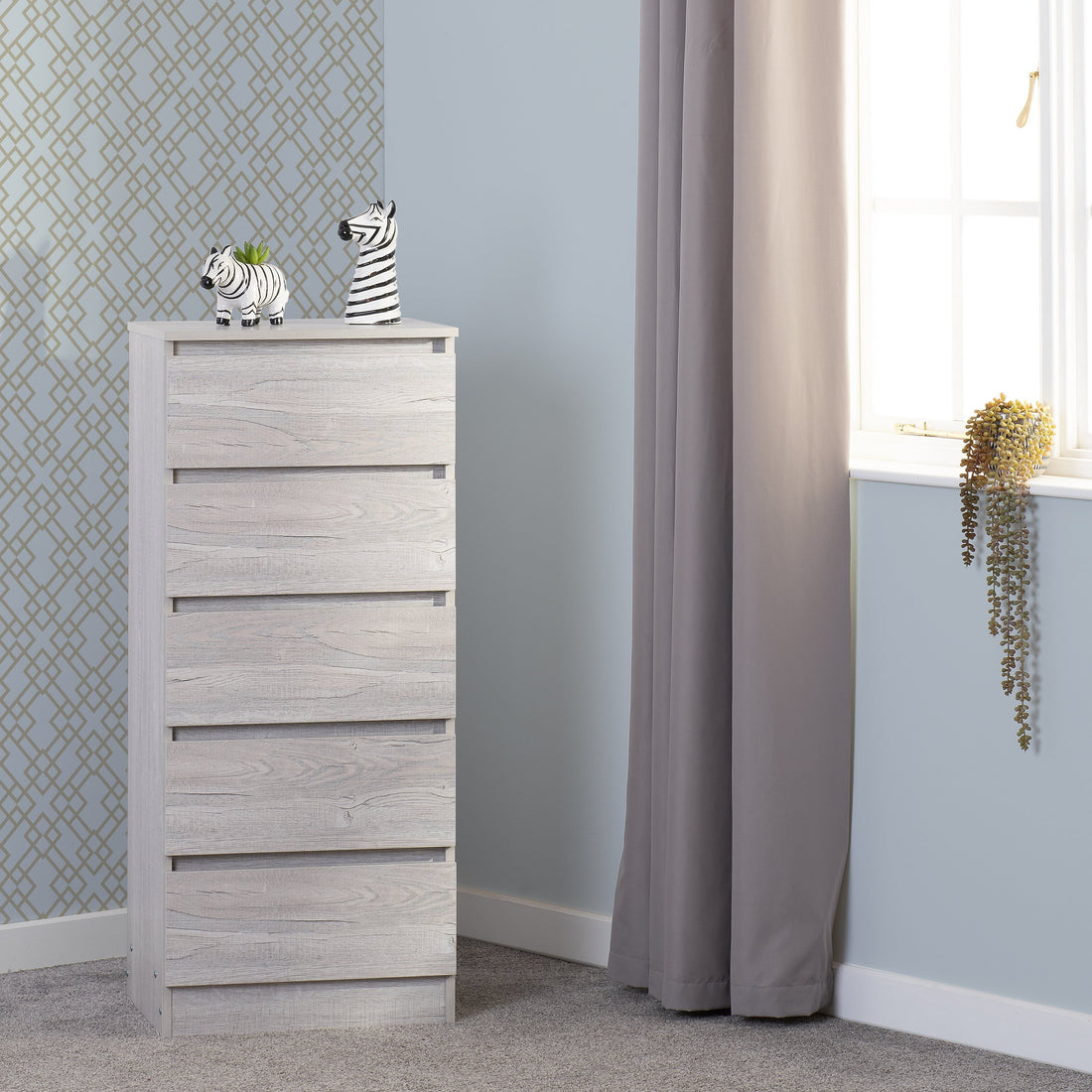 Malvern 5 Drawer Narrow Chest - Urban Snow image 3