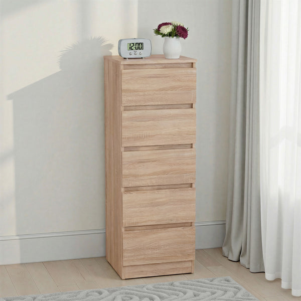 Malvern 5 Drawer Narrow Chest - Sonoma Oak Effect image 9