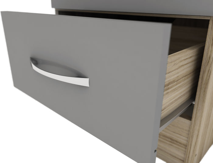 Nevada 1 Door 1 Drawer Wardrobe - Grey Gloss/Light Oak Effect Veneer image 4