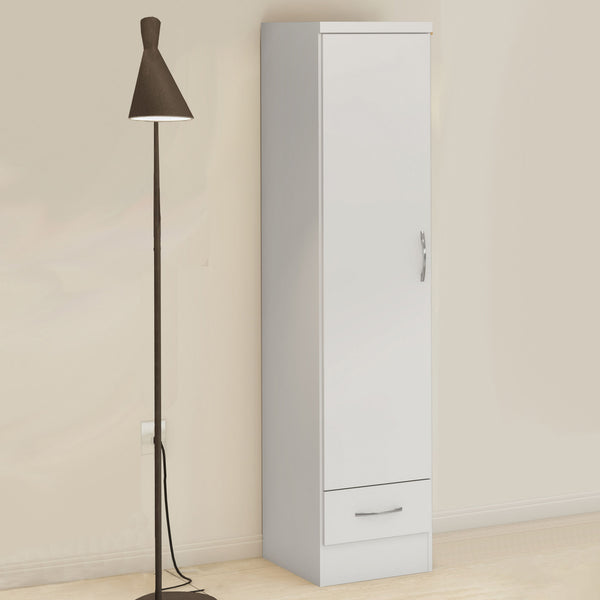 Nevada 1 Door 1 Drawer Wardrobe - White Gloss image 1