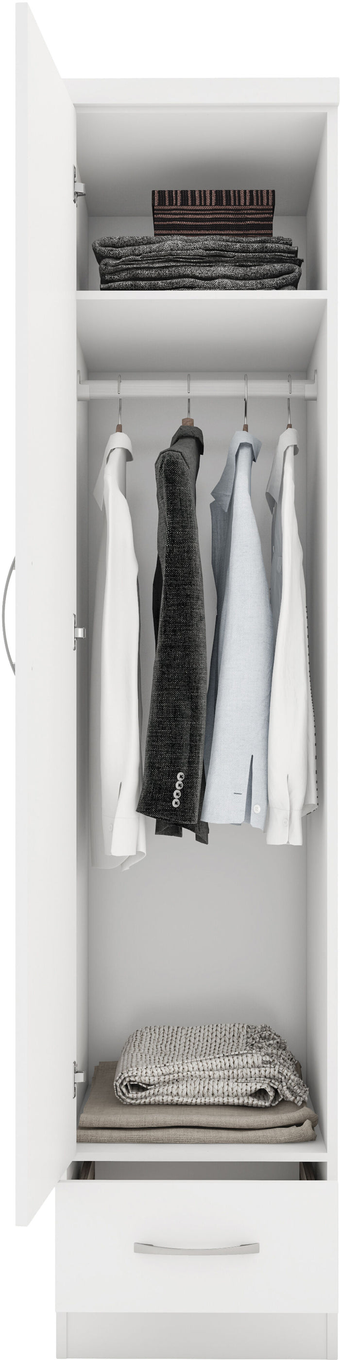 Nevada 1 Door 1 Drawer Wardrobe - White Gloss image 5