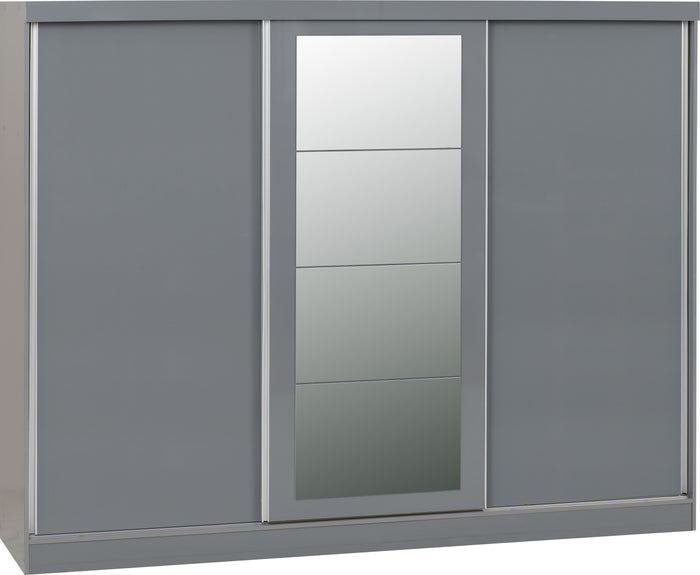 Nevada 3 Door Slider Wardrobe - Grey Gloss image 11