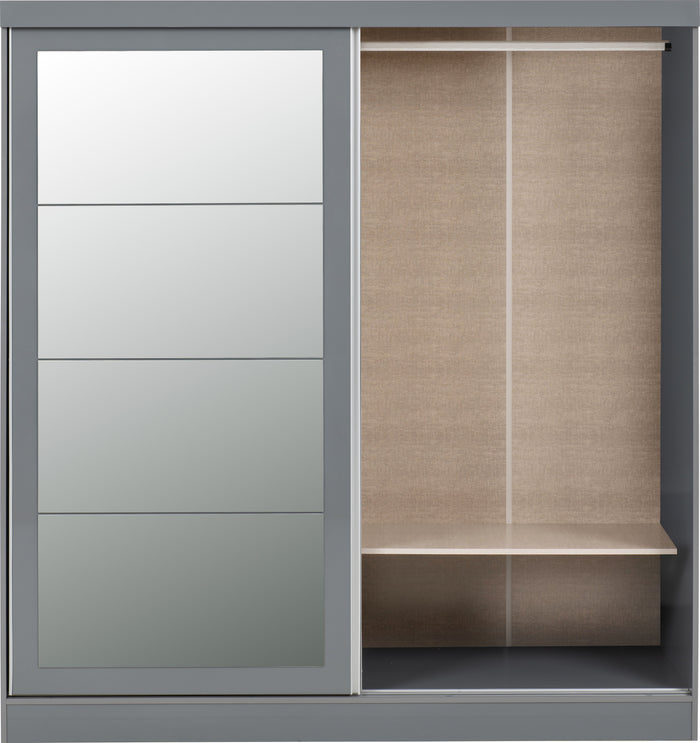 Nevada 2 Door Slider Wardrobe - Grey Gloss image 7