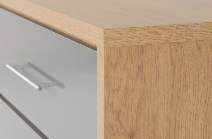 Seville 3 Drawer Chest - Grey Gloss/Light Oak Effect Veneer image 4