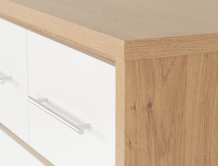 Seville 3+2 Drawer Chest - White Gloss/Light Oak Effect Veneer image 4