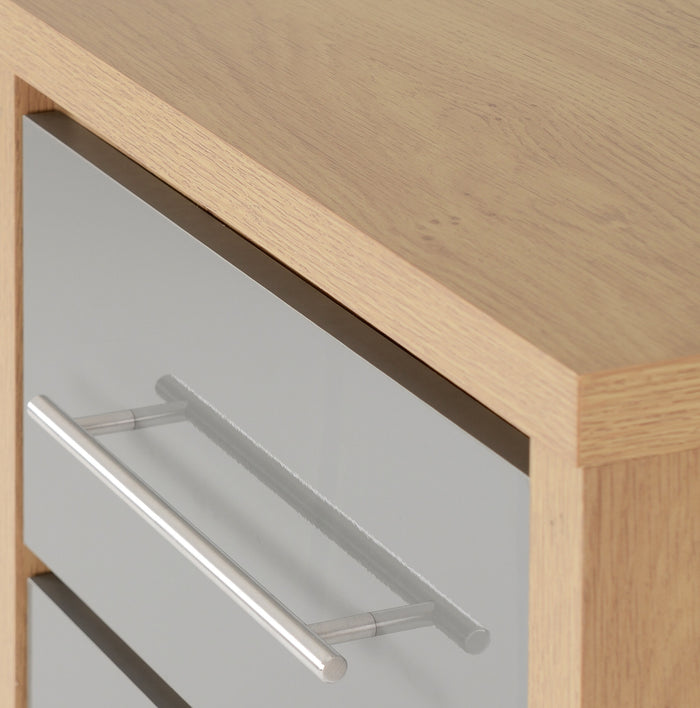 Seville 5 Drawer Narrow Chest - Grey Gloss/Light Oak Effect Veneer image 4