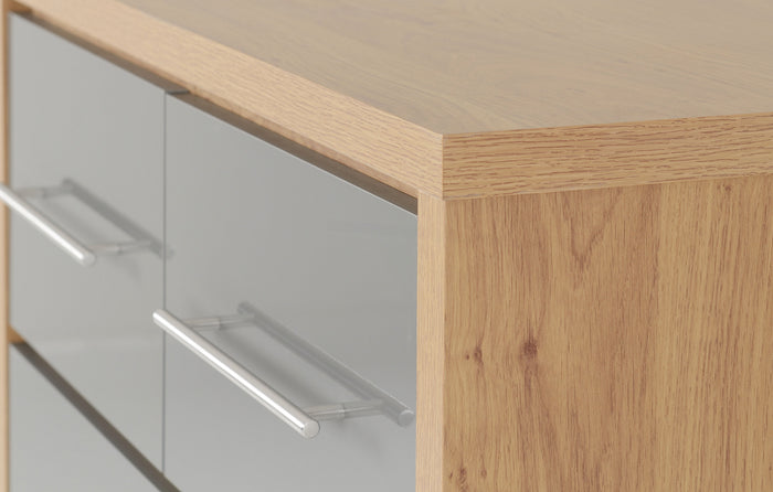 Seville 3+2 Drawer Chest - Grey Gloss/Light Oak Effect Veneer image 4