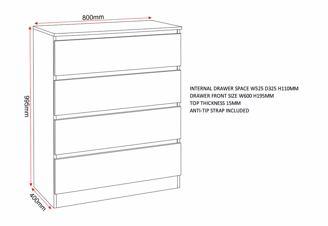Malvern 4 Drawer Chest - Sonoma Oak Effect image 2