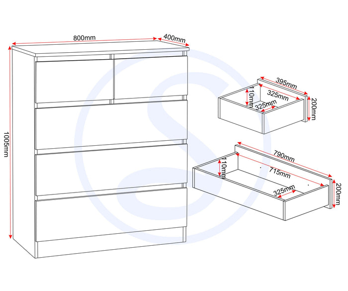 Malvern 3+2 Drawer Chest - Sonoma Oak Effect image 3