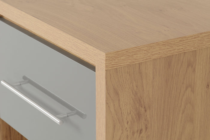 Seville 1 Drawer Bedside - Grey Gloss/Light Oak Effect Veneer image 4