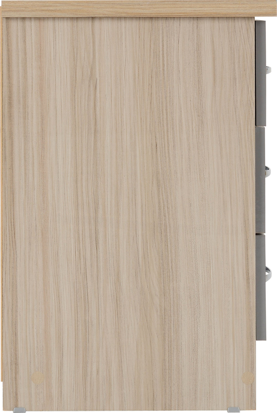 Nevada 3 Drawer Bedside - Grey Gloss/Light Oak Effect Veneer image 2