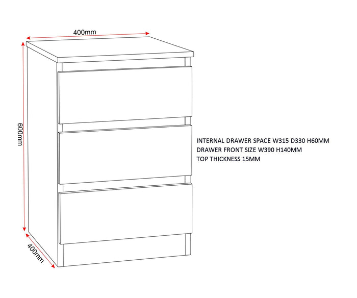 Malvern 3 Drawer Bedside - Sonoma Oak Effect image 2