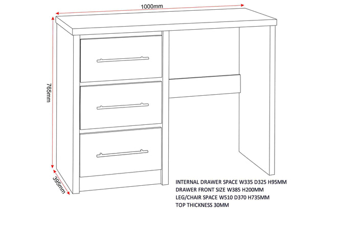 Seville Dressing Table Set - White Gloss/Light Oak Effect Veneer image 4