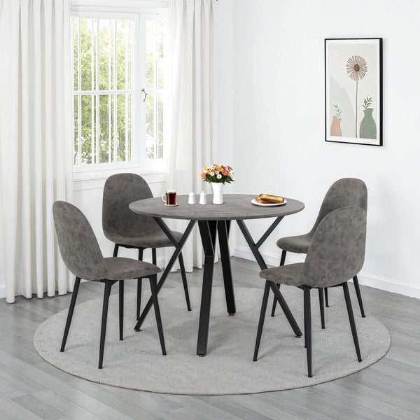 Athens Round Dining Set (X4 Chairs) - Concrete Effect image 1