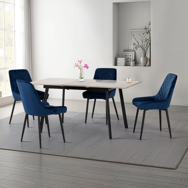 Avery Extending Dining Set (X4 Chairs) - Concrete/Sapphire Blue Velvet image 1