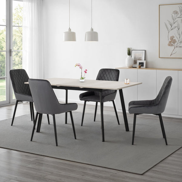 Avery Extending Dining Set (X4 Chairs) - Concrete/Grey Velvet image 1