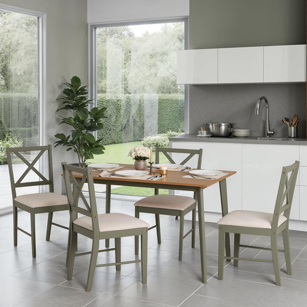 Balfour 1+4 Dining Set - Sage Green/Oak Effect/Mink Microsuede image 1