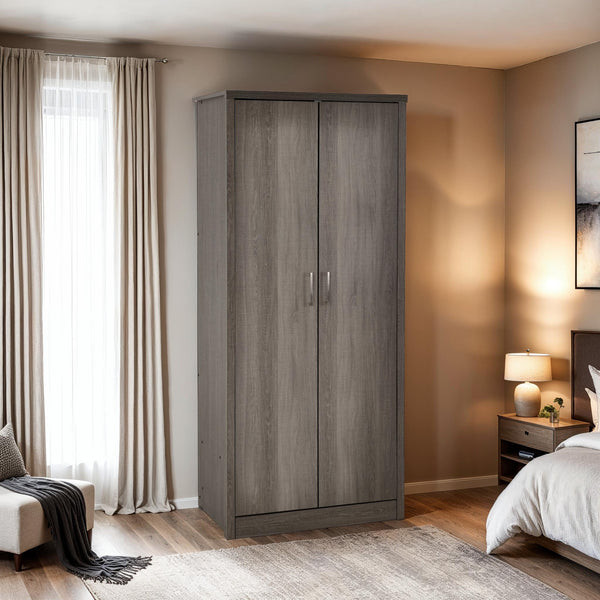 Lisbon 2 Door Wardrobe - Black Wood Grain image 1