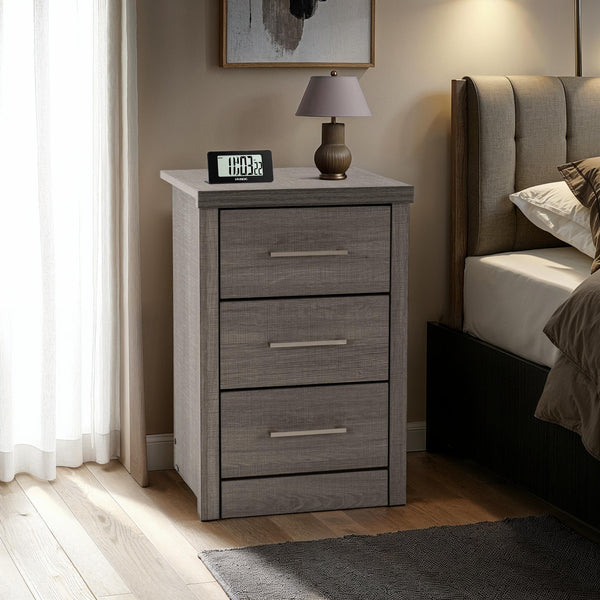 Lisbon 3 Drawer Bedside Chest - Black Wood Grain image 1