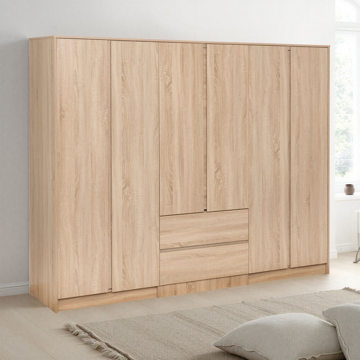 Malvern 6 Door 2 Drawer Wardrobe - Sonoma Oak Effect image 7