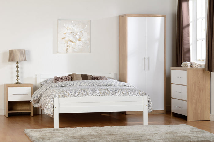 Seville 2 Door Wardrobe - White Gloss/Light Oak Effect Veneer image 4