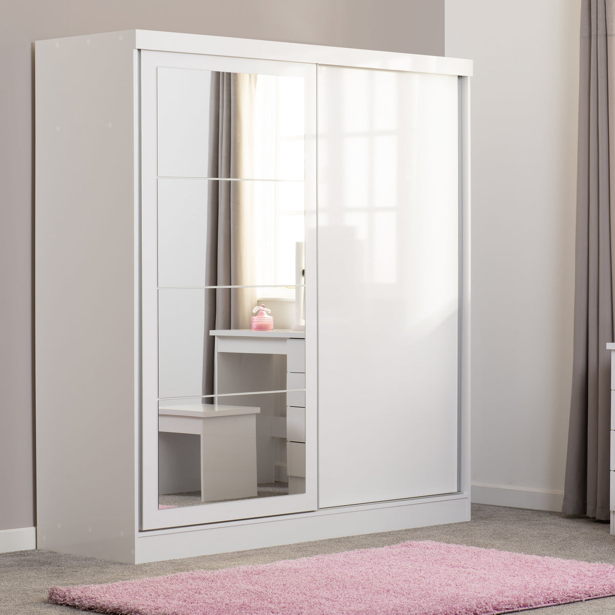 Nevada 2 Door Slider Wardrobe - White Gloss image 1