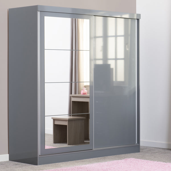 Nevada 2 Door Slider Wardrobe - Grey Gloss image 1