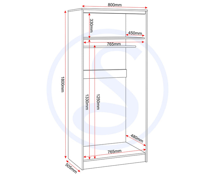 Malvern 2 Door Wardrobe - Sonoma Oak Effect image 8