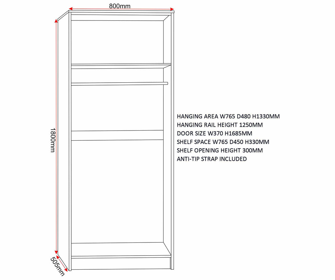 Malvern 2 Door Wardrobe - Sonoma Oak Effect image 9