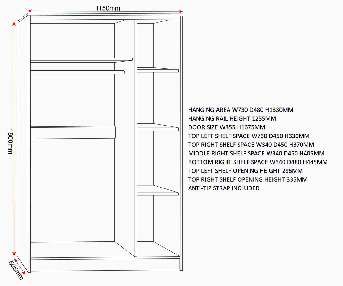 Malvern 3 Door Wardrobe - Sonoma Oak Effect image 2
