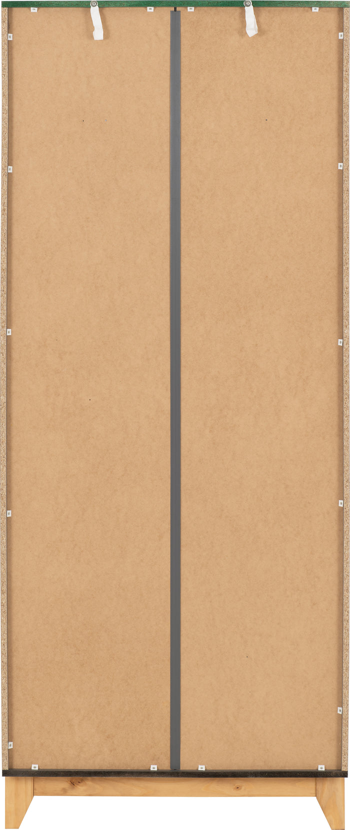 Cleveland 2 Door Wardrobe - White/Grey Metal Effect image 7