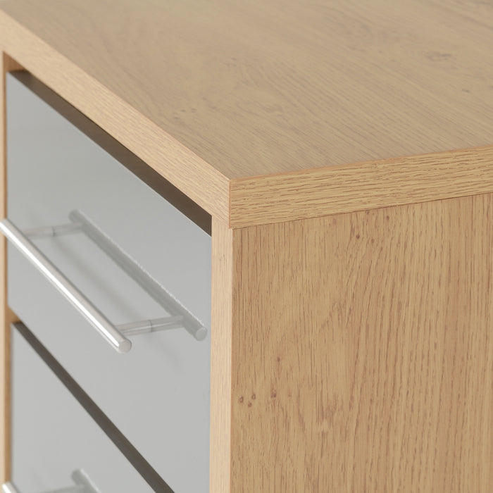 Seville 5 Drawer Narrow Chest - Grey Gloss/Light Oak Effect Veneer image 5