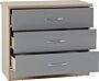 Nevada 3 Drawer Chest - Grey Gloss/Light Oak Effect Veneer image 3