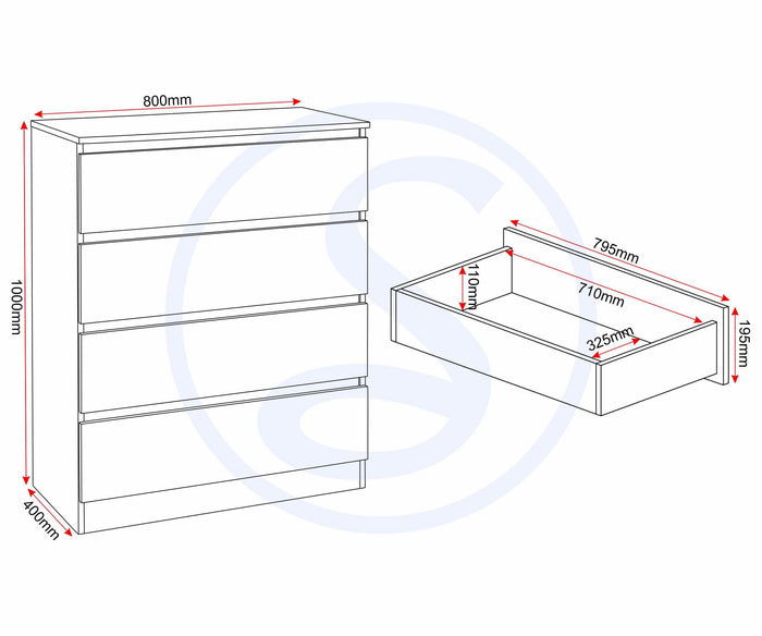 Malvern 4 Drawer Chest - Sonoma Oak Effect image 3