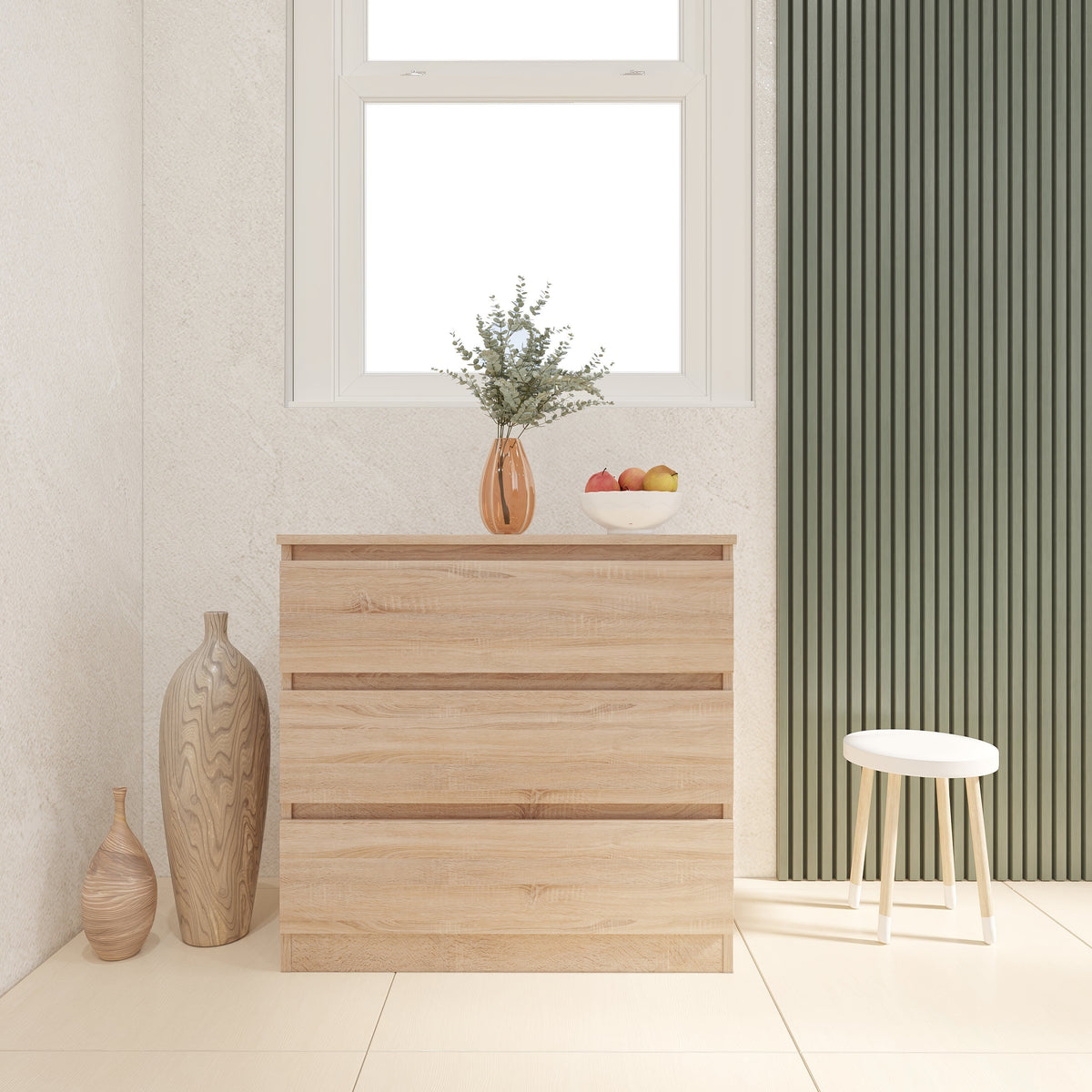 Malvern 3 Drawer Chest - Sonoma Oak Effect image 1