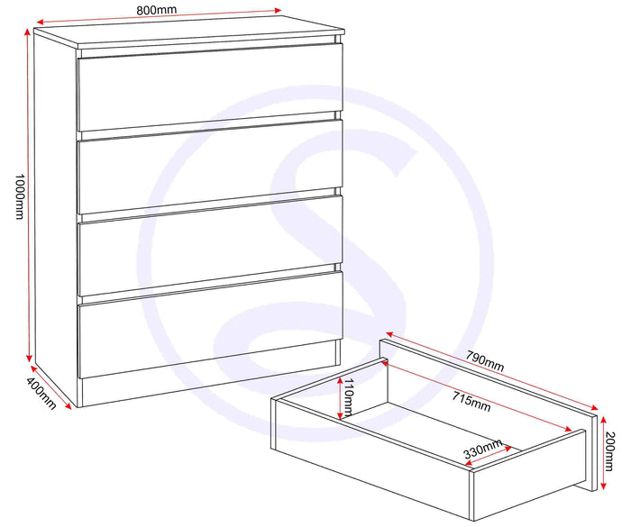 Malvern 4 Drawer Chest - Urban Snow image 3