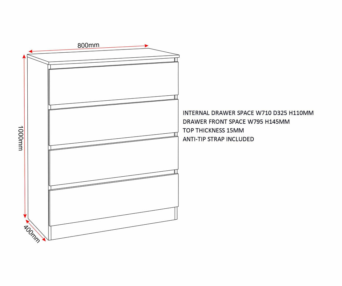 Malvern 4 Drawer Chest - Urban Snow image 2