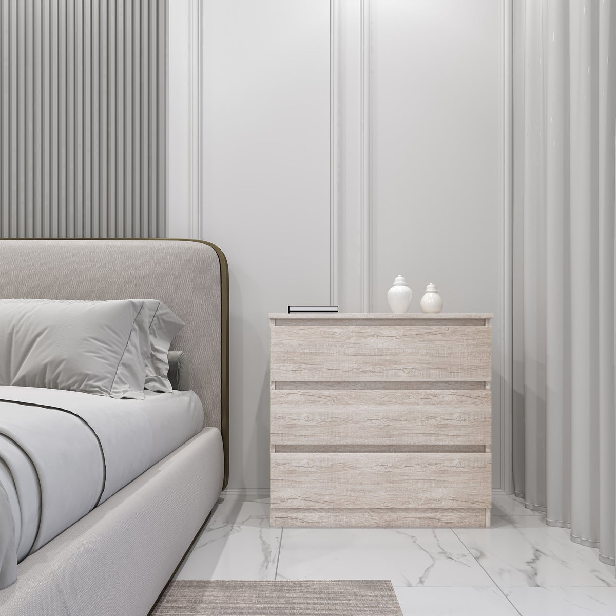 Malvern 3 Drawer Chest - Urban Snow image 1