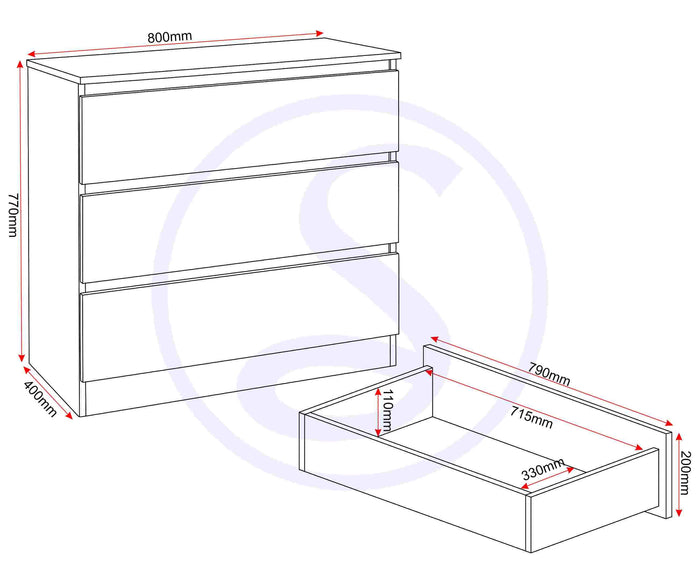 Malvern 3 Drawer Chest - Urban Snow image 3