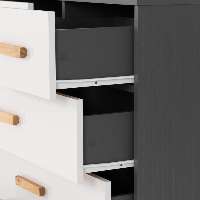 Cleveland 3+2 Drawer Chest - White/Grey Metal Effect image 6