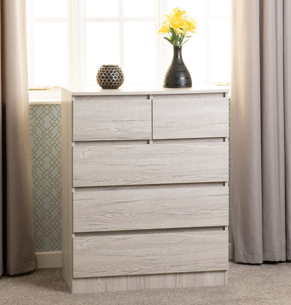 Malvern 3+2 Drawer Chest - Urban Snow image 1