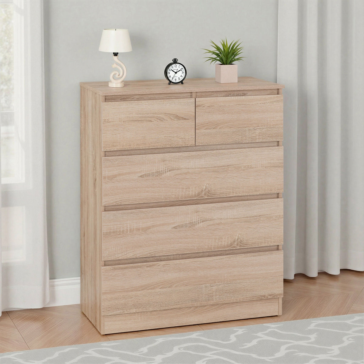 Malvern 3+2 Drawer Chest - Sonoma Oak Effect image 1