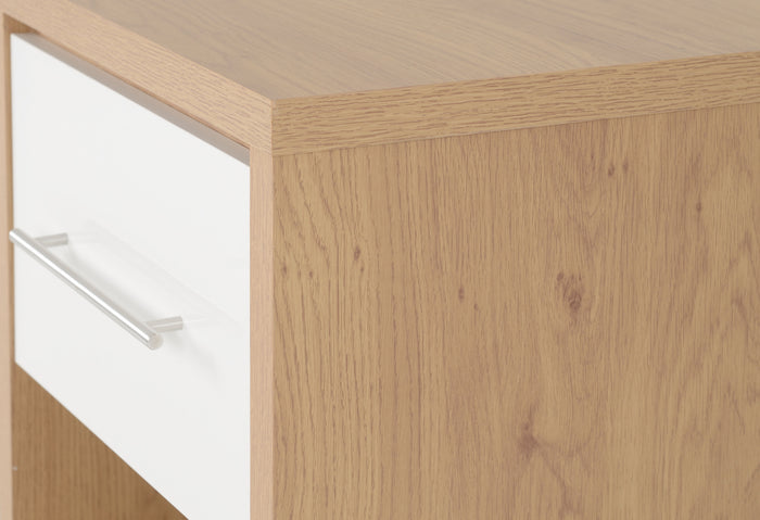 Seville 1 Drawer Bedside - White Gloss/Light Oak Effect Veneer image 5