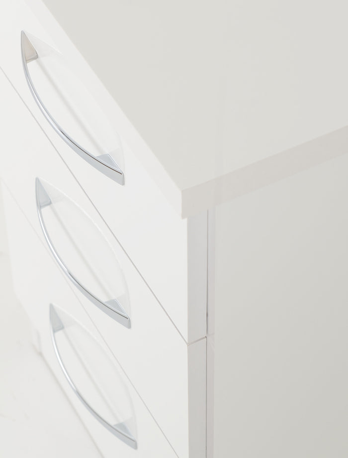 Nevada 3 Drawer Bedside - White Gloss image 5