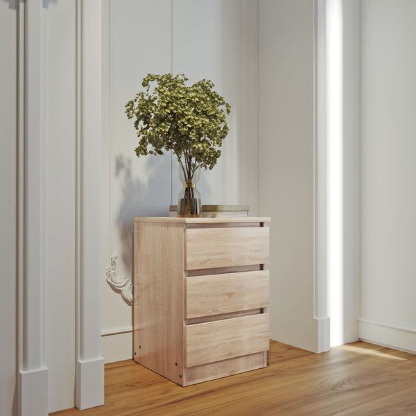 Malvern 3 Drawer Bedside - Sonoma Oak Effect image 1