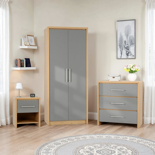 Seville Bedroom Set - Grey Gloss/Light Oak Effect Veneer image 1