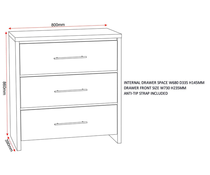 Seville Bedroom Set - Grey Gloss/Light Oak Effect Veneer image 3