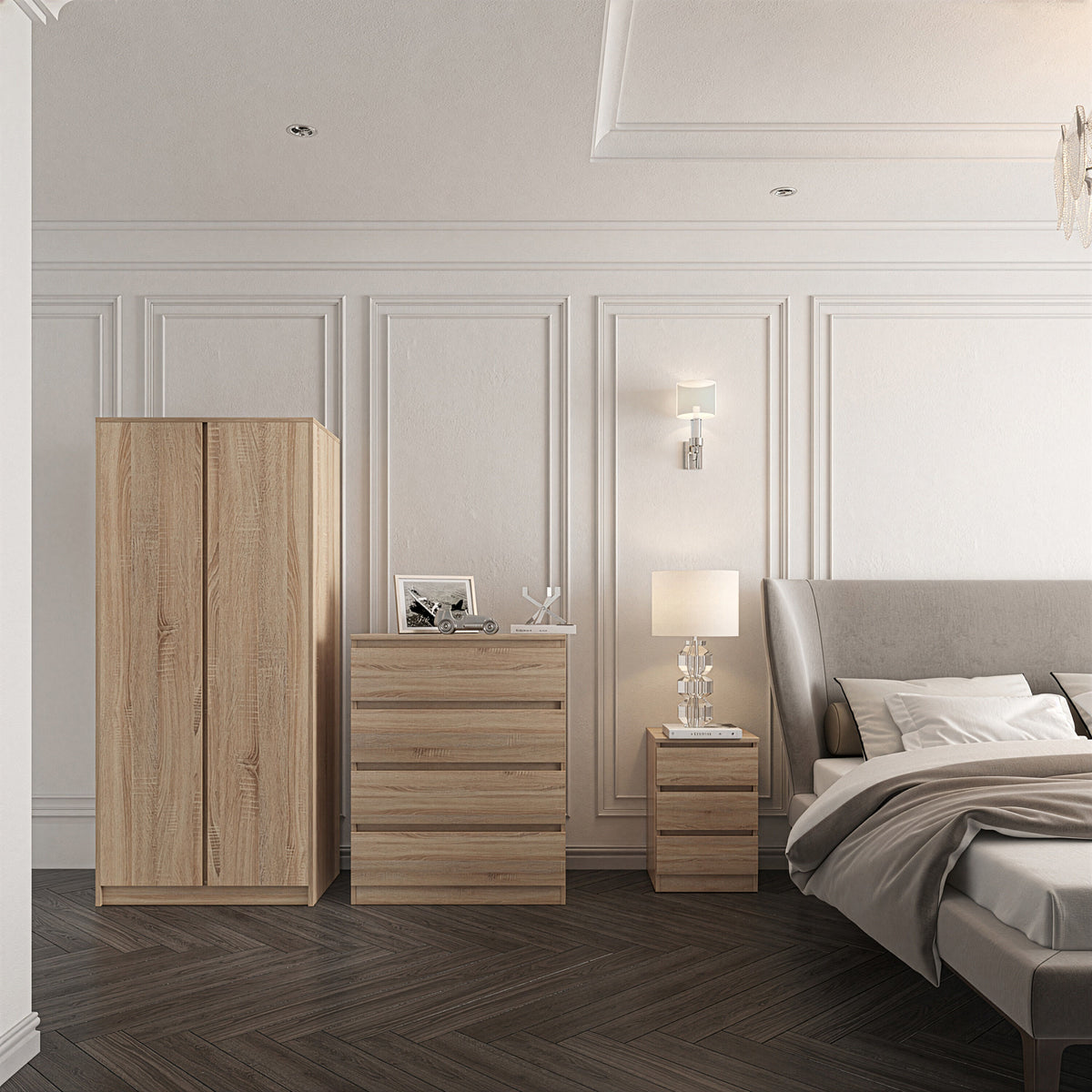 Malvern 2 Door Wardrobe Bedroom Set - Sonoma Oak Effect image 1