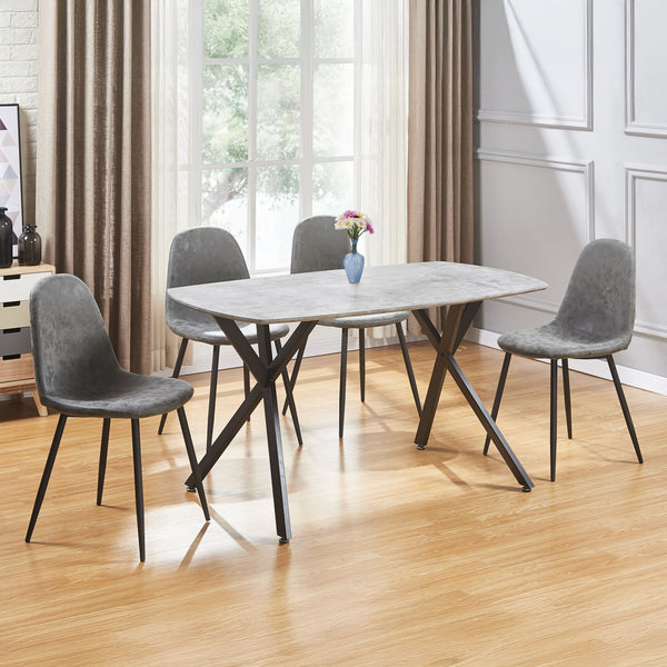 Athens Rectangular Dining Set (X4 Chairs) - Concrete Effect image 1