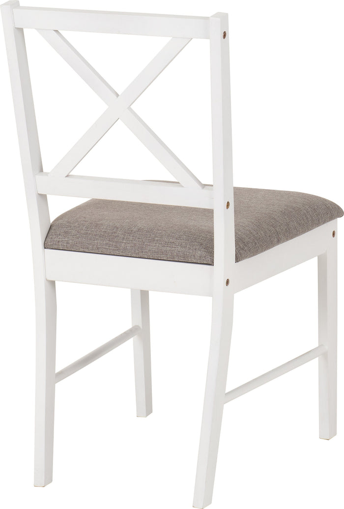Balfour 1+4 Dining Set - White/Oak Effect/Grey Fabric image 5